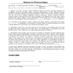 Personal Injury Release Waiver Agreement Templates At