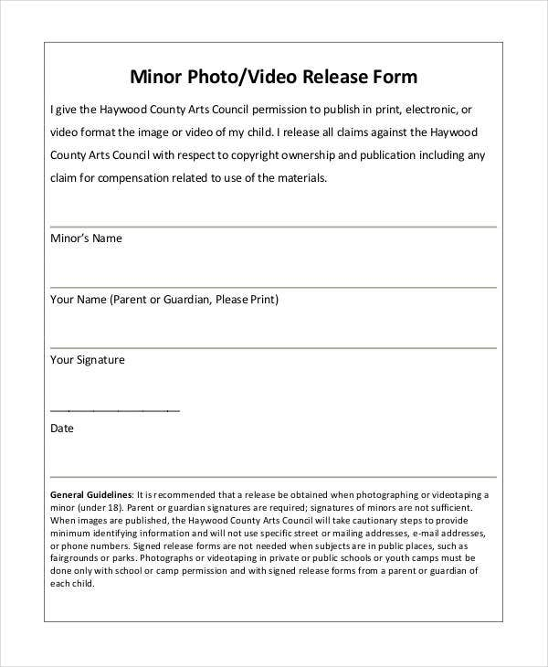 Photo Release Form Template 9 Free PDF Documents Download Free 