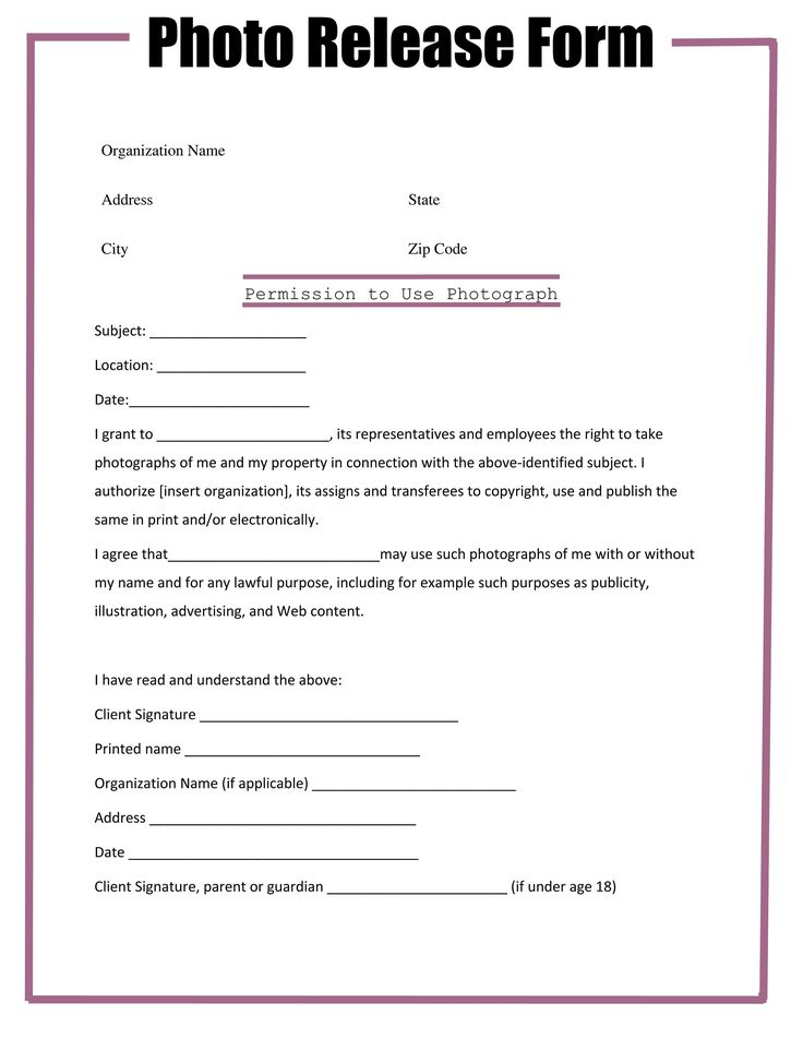 Photo Release Form With EDITABLE Document Link INSTANT Etsy 