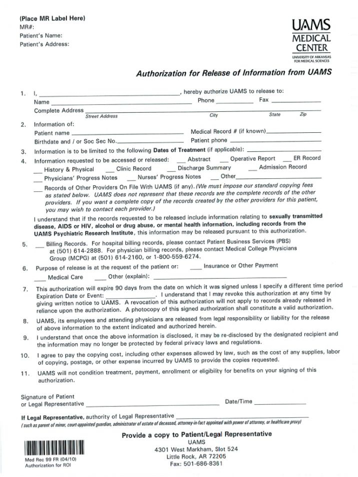 Printable Hospital Release Form Template Pdf In 2021 Press Release