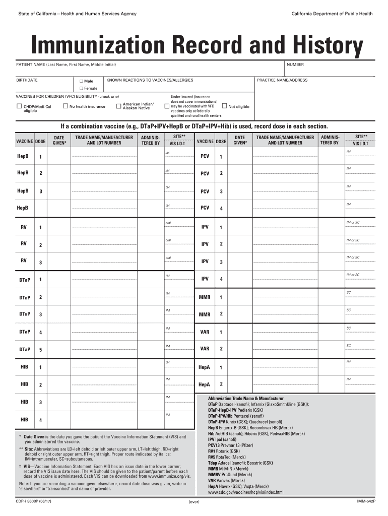 Printable Immunization Records Fill Out And Sign Printable PDF 