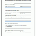 Printable Release Authorization Forms Free Word s Templates