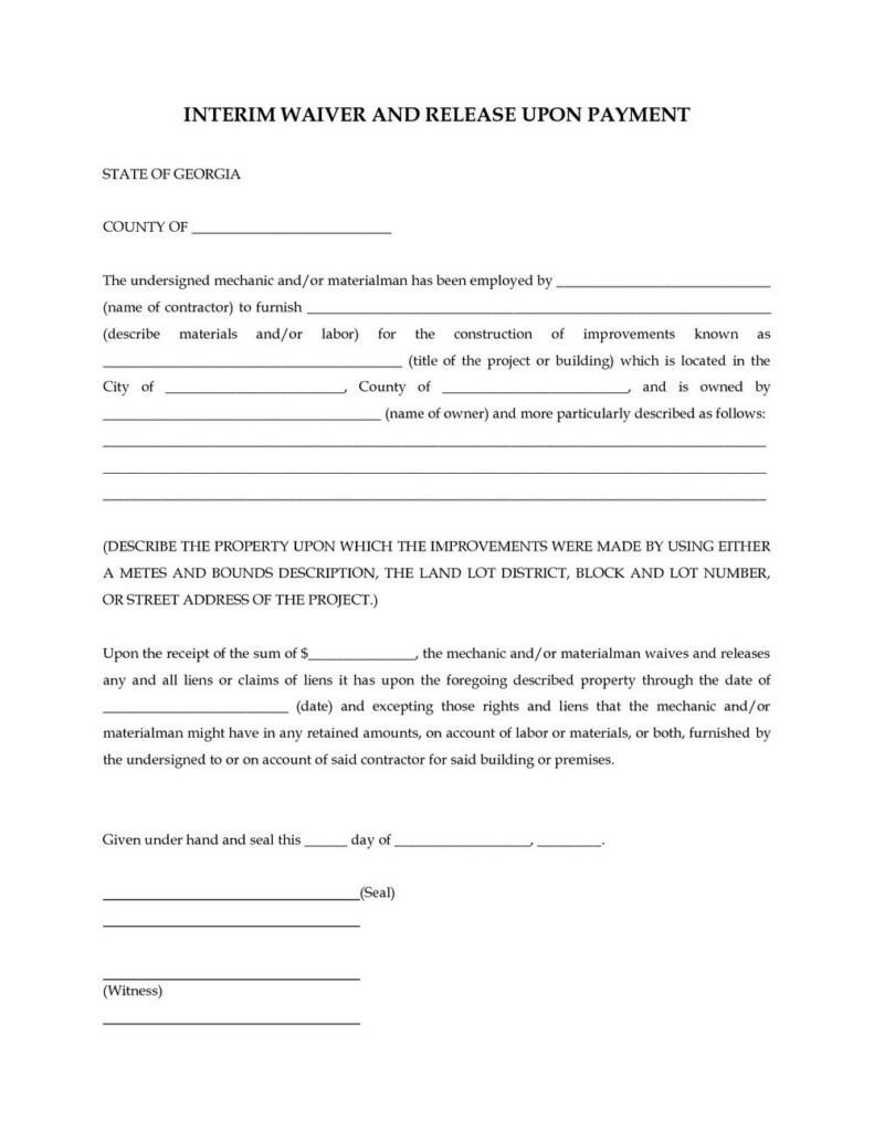 Property Lien Release Form Ga Universal Network