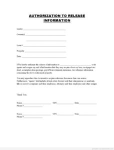 Release Of Information Forms Printable BLANK TEMPLATE