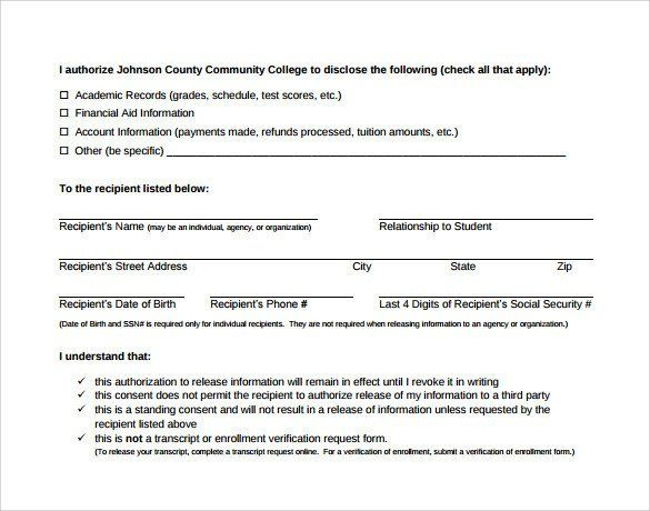 Release Of Information Template New Sample Release Information Form 8