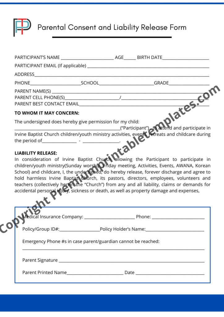 Release Of Liability Form Editable PDF Etsy