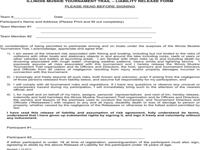 Release Of Liability Form Pdf Illinois Liability Release Form For Excel 