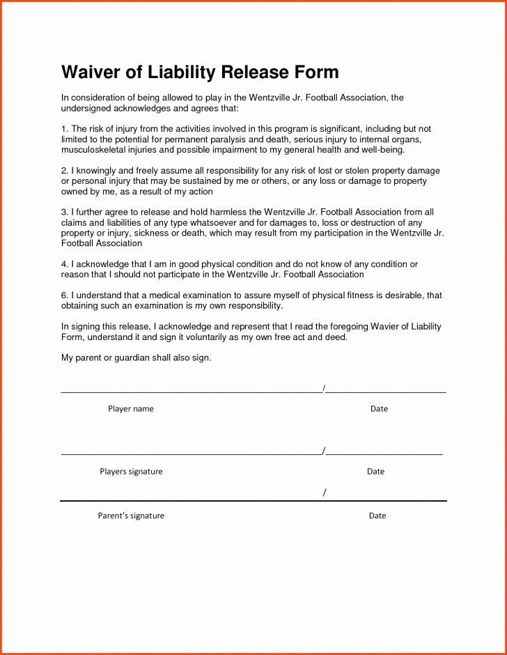 Release Of Liability Form Pdf Inspirational Contractor Liability Waiver