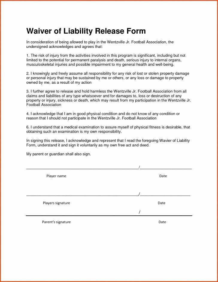 Release Of Liability Form Pdf Inspirational Contractor Liability Waiver 