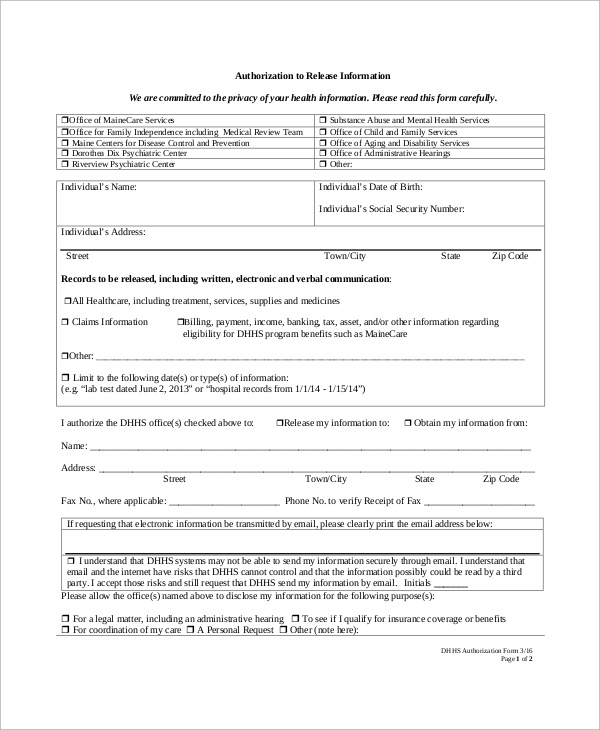 Sample Authorization To Release Information Audreybraun