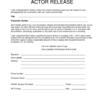 Simple Actor Release Form Free Download