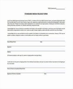 Standard Media Release Form Template Beautiful Release Form Templates