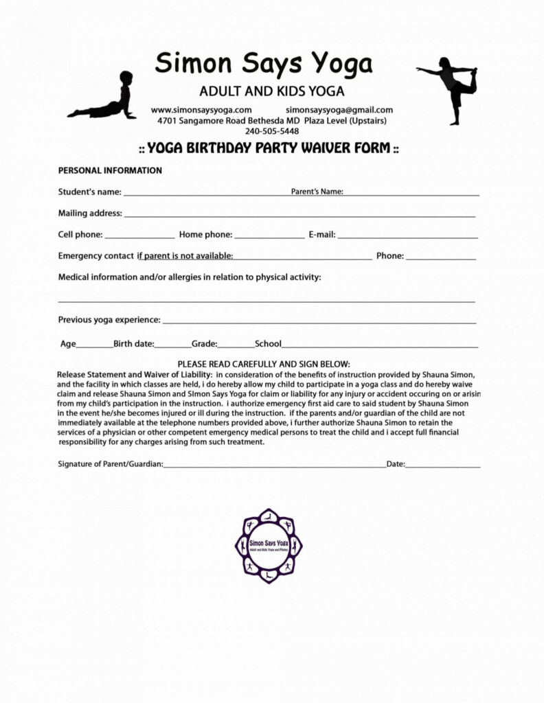 Template Yoga Release Forms Best Of Liability Waiver Yoga Release Form 