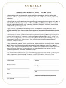 Treatment Liability Release Form Sorella Resources