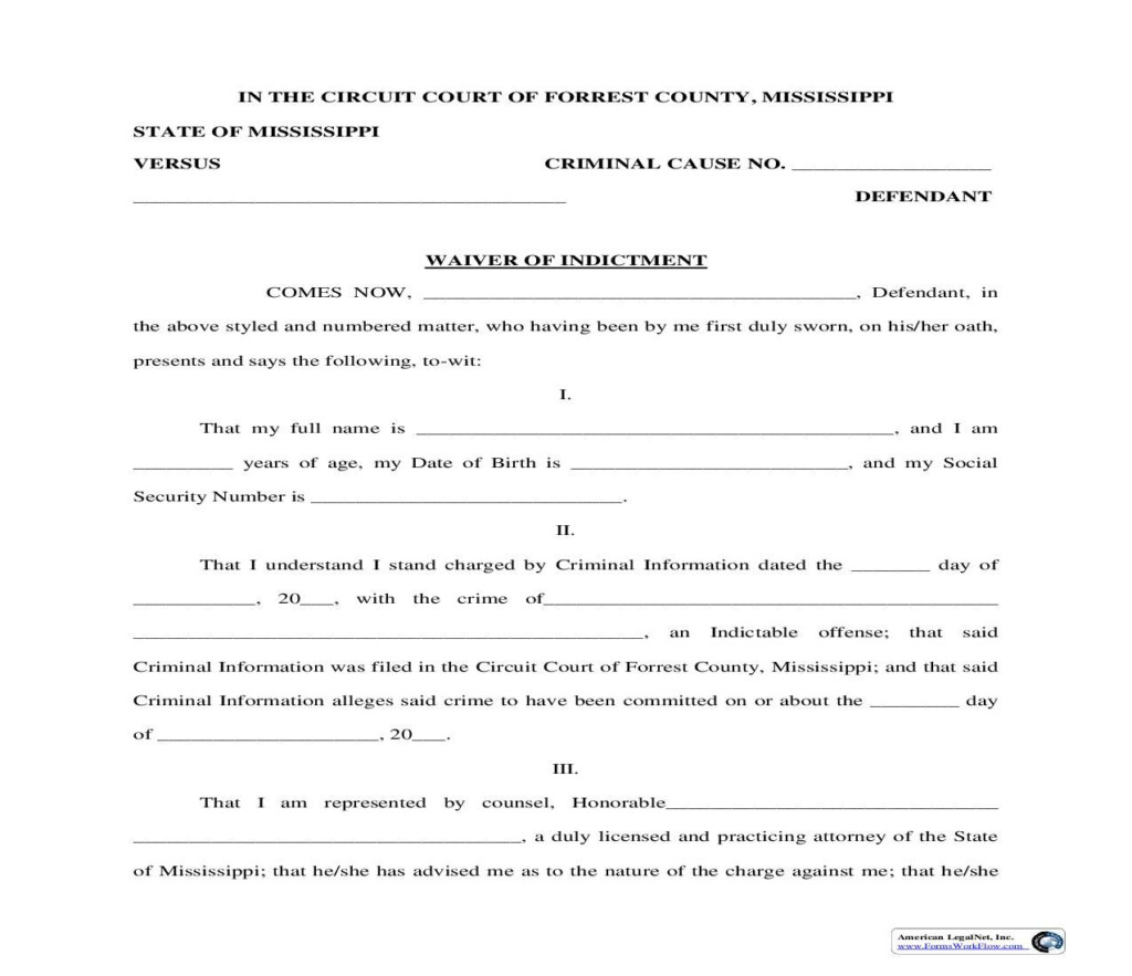 Waiver Of Indictment Mississippi Circuit Court Mississippi State