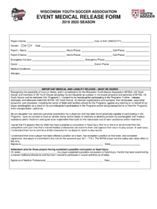 Wisconsin Youth Soccer Medical Release Form Fill Online Fill Out And