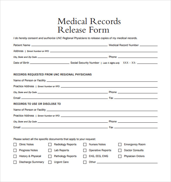 10 Medical Records Release Forms To Download Sample Templates