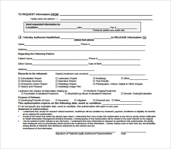 12 Hospital Release Forms To Download For Free Sample Templates