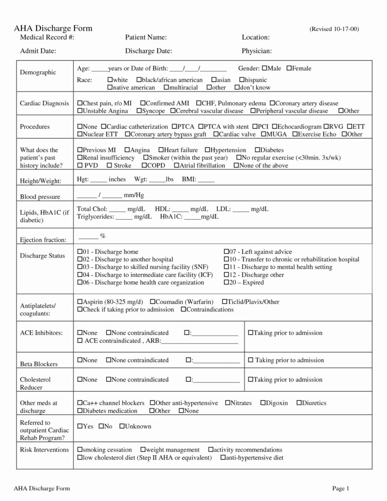  30 Hospital Discharge Form Template In 2020 Emergency Room Doctors 