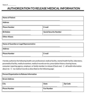 45 Free Medical Record Release Forms Of Every State HIPAA Word PDF