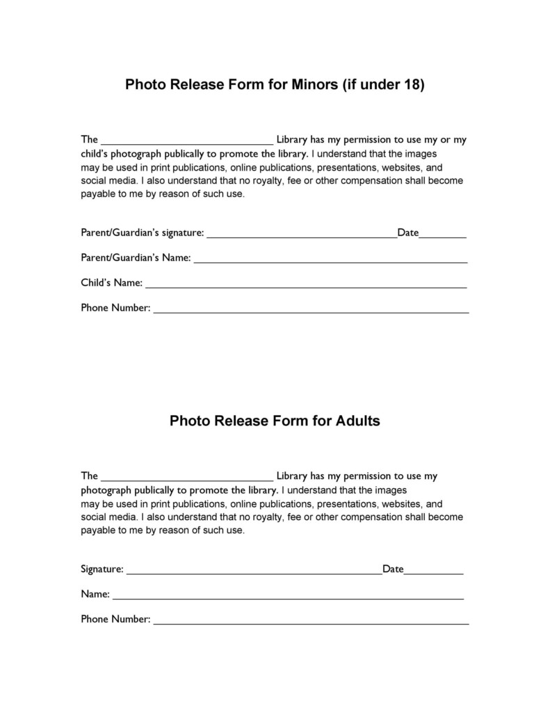 53 FREE Photo Release Form Templates Word PDF Template Lab