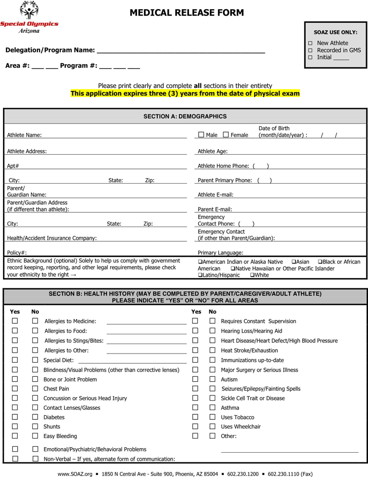 Arizona Medical Release Form Download The Free Printable Basic Blank 