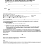 Authorization For Release Of Patient Health Information Form Printable