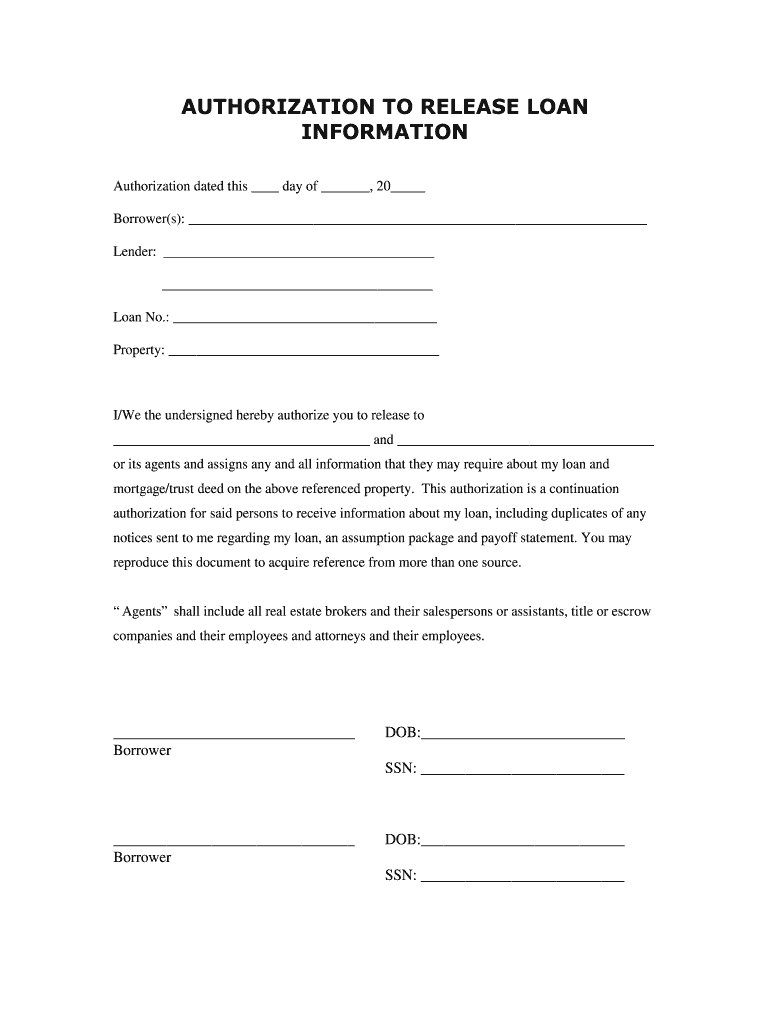 Authorization To Release Information Form Mortgage A THEME Pict Pict