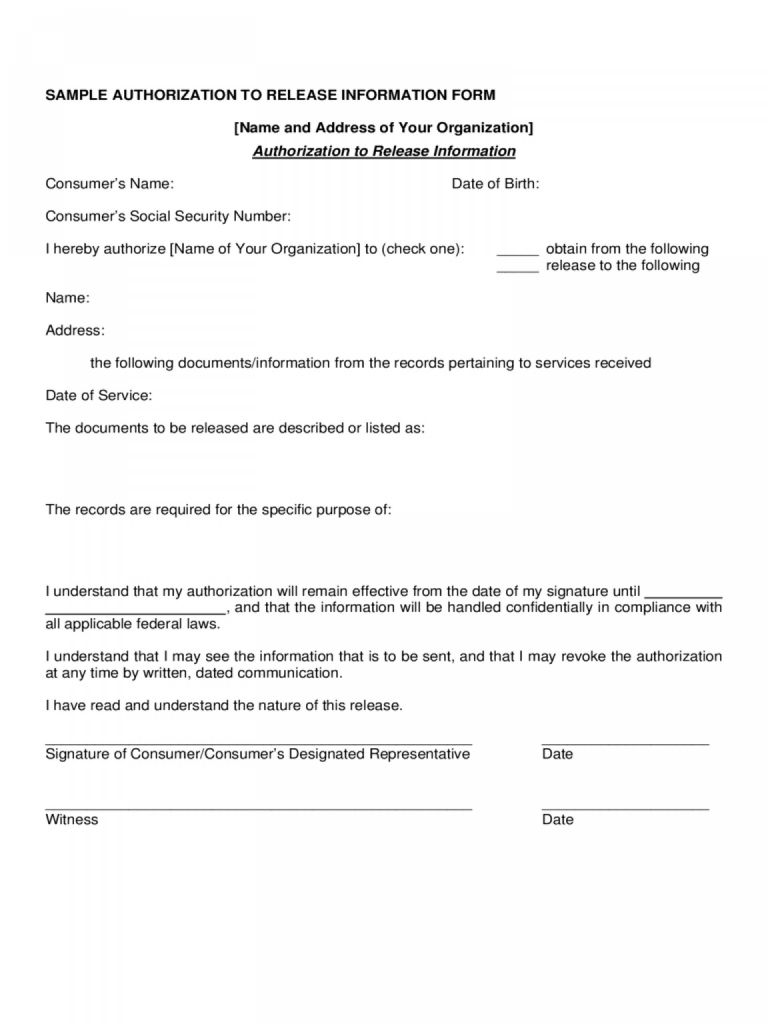 Authorization To Release Information Template Template Business Format