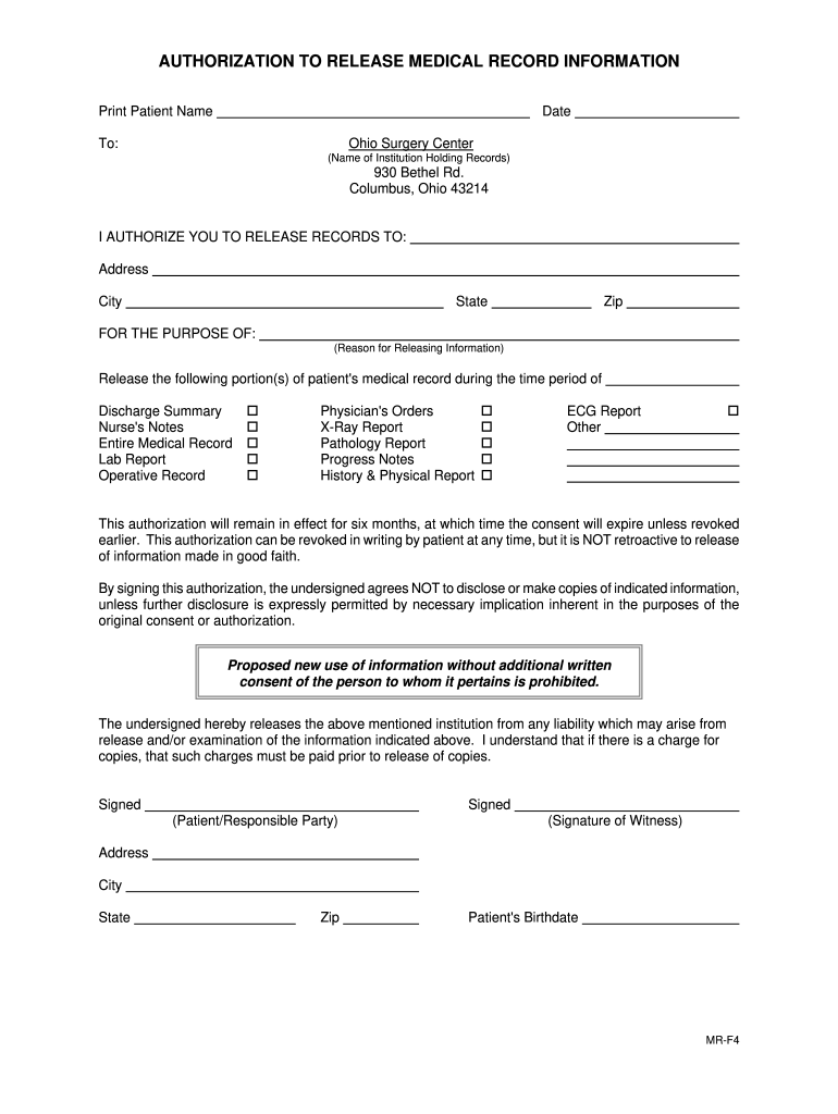 AUTHORIZATION TO RELEASE MEDICAL RECORD INFORMATION Fill Out Sign