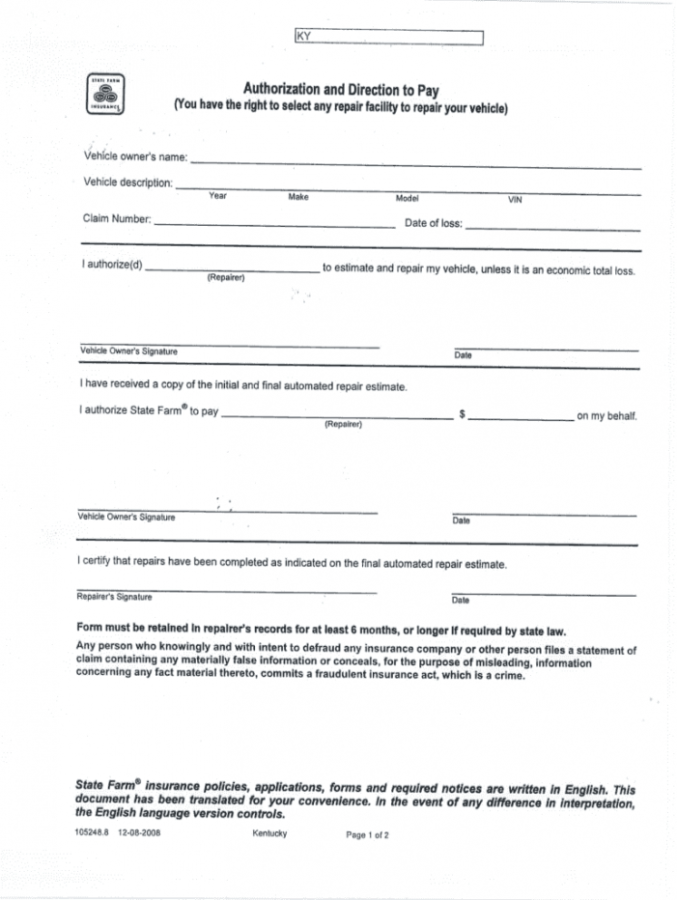 Authorization To Repair Form Pdf Fill Online Printable Repair 