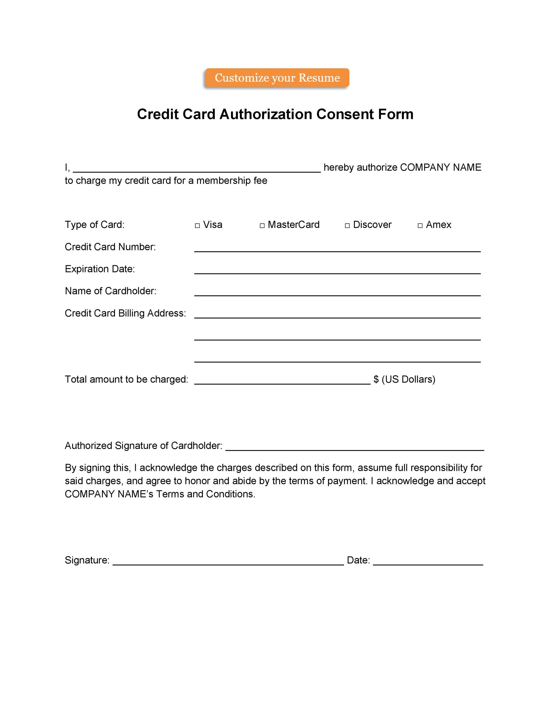 Car Rental Credit Card Authorization Form Rickey cypert