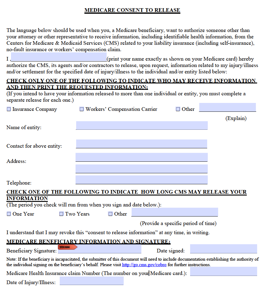 Cms Consent To Release Form Printable Consent Form