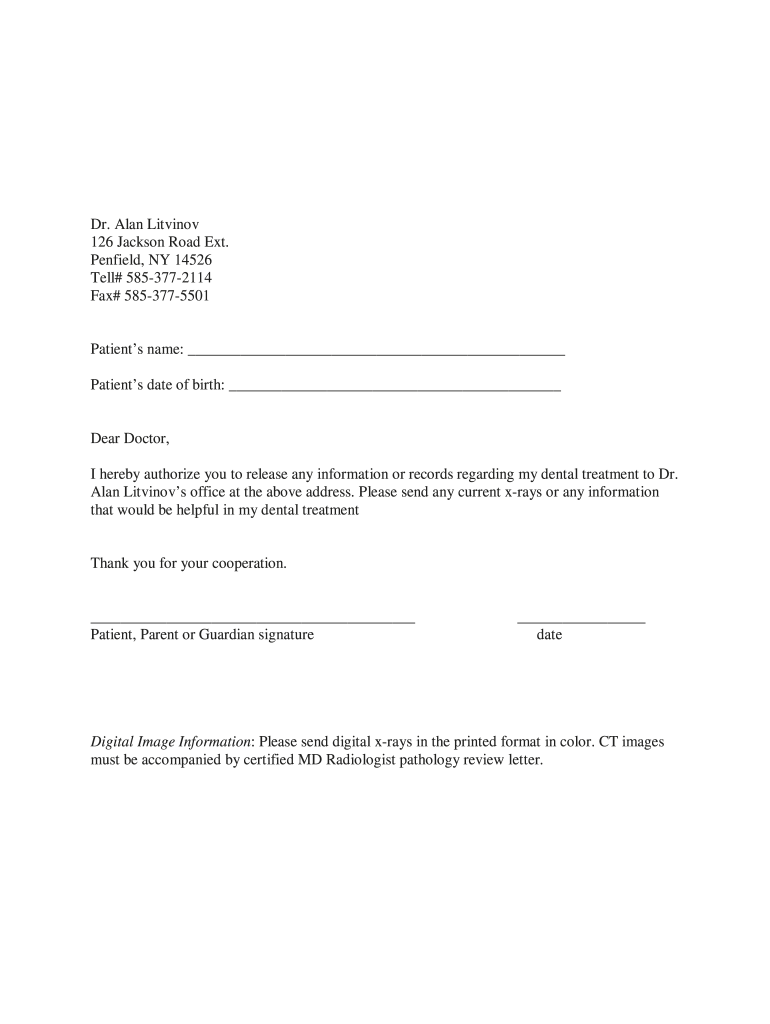 Dental Records Release Form Fill Online Printable Fillable Blank 