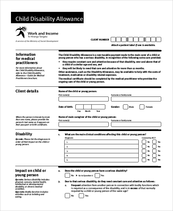 Disability Allowance Form New Zealand Free Download Bank2home