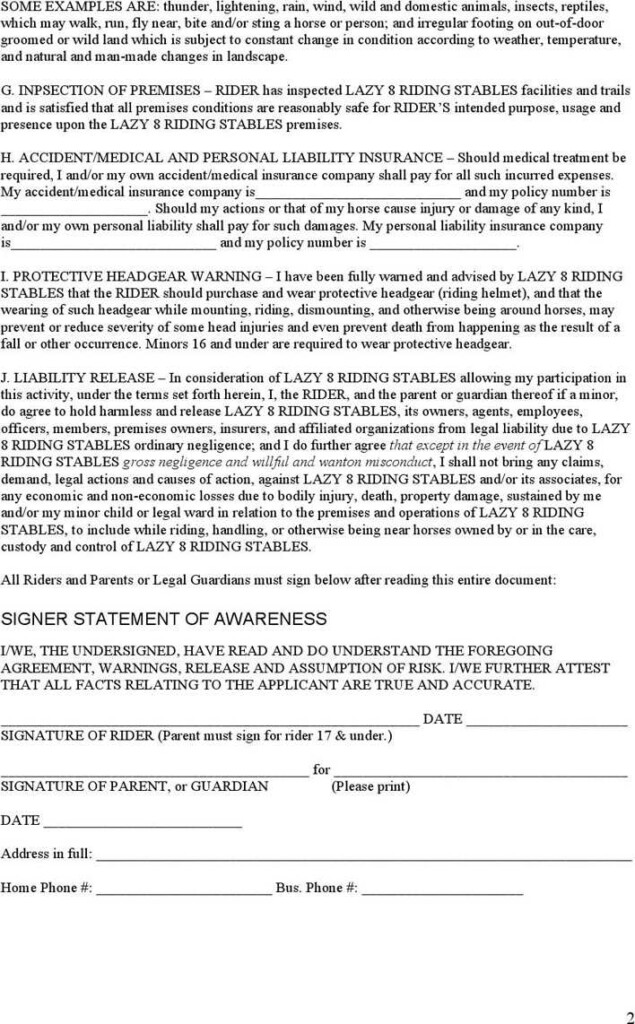 Download Texas Liability Release Form 1 For Free Page 2 TidyTemplates