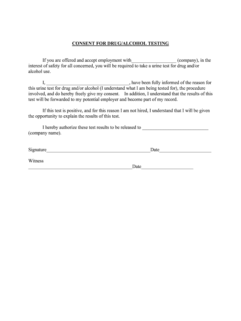 Drug Testing Form Fill Online Printable Fillable Blank PdfFiller