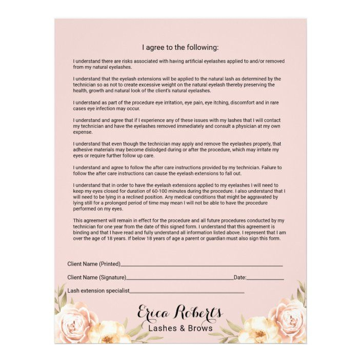 Eyelash Extension Liability Waiver Release Form Flyer Zazzle 