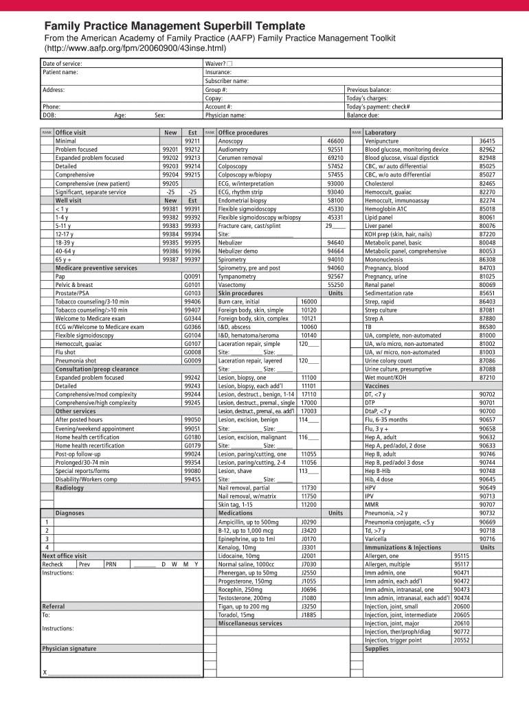 Family Practice Superbill Form Fill Online Printable Fillable 