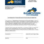 Fillable Online Elizabethtown Kctcs FERPA Consent Form For Release Of
