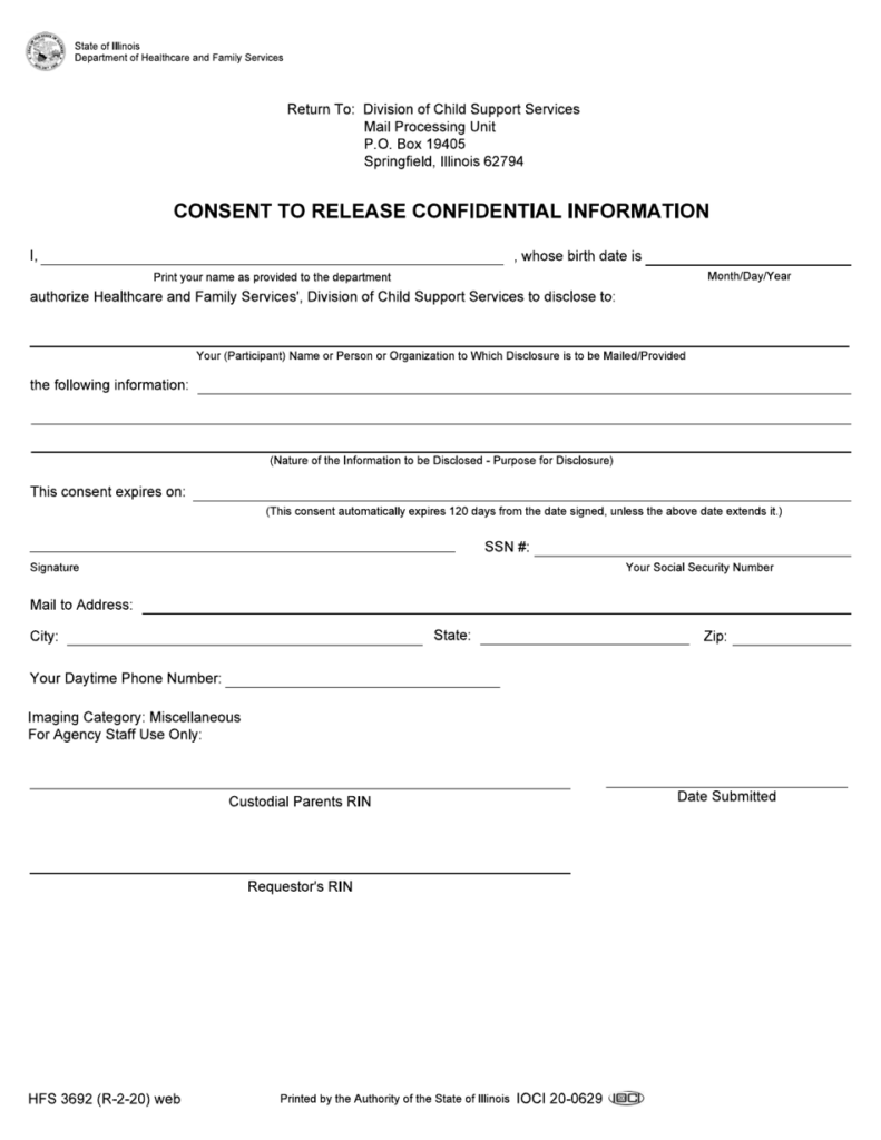 Form HFS3692 Download Fillable PDF Or Fill Online Consent To Release 