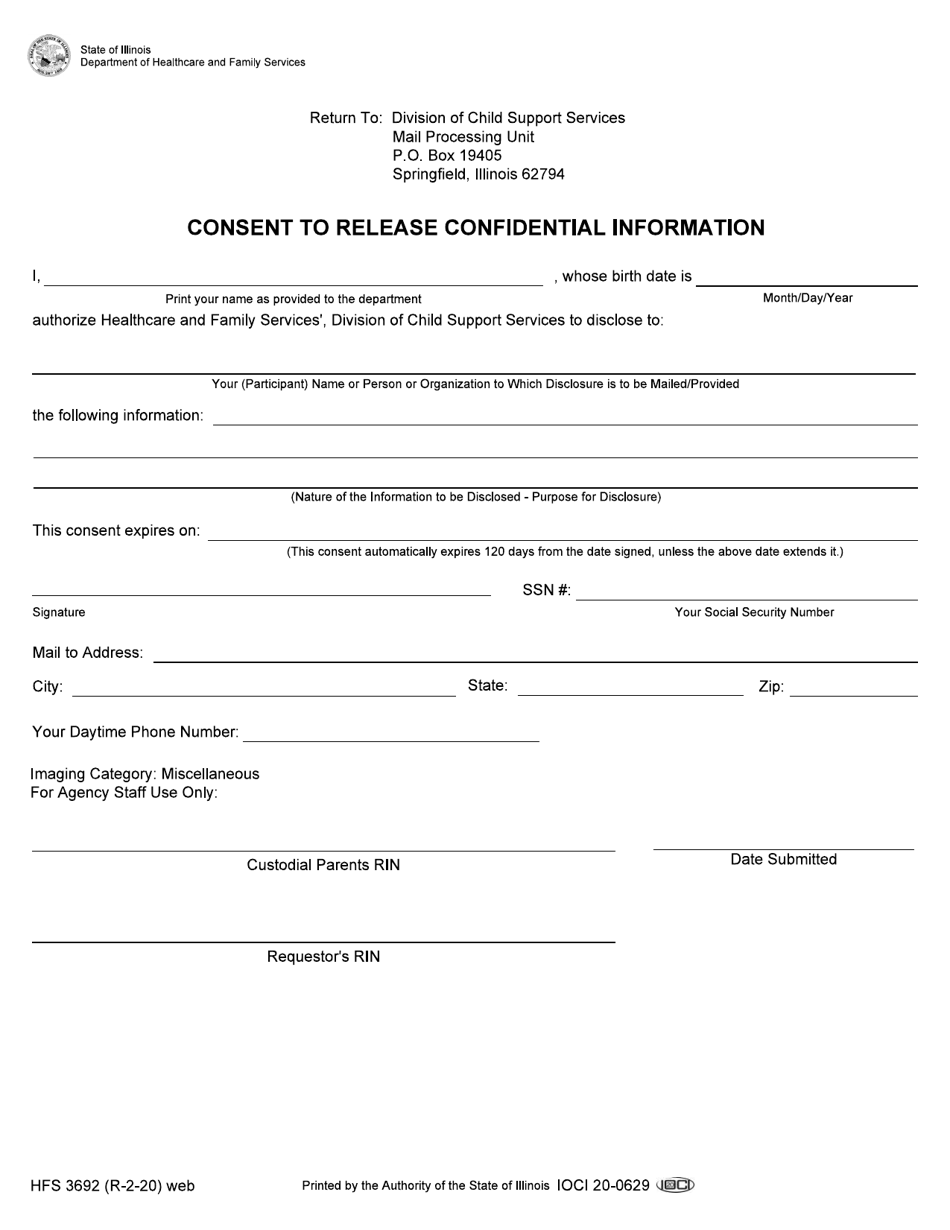 Form HFS3692 Download Fillable PDF Or Fill Online Consent To Release