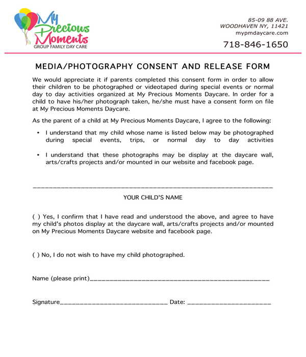 FREE 11 Daycare Photo Release Forms In PDF MS Word