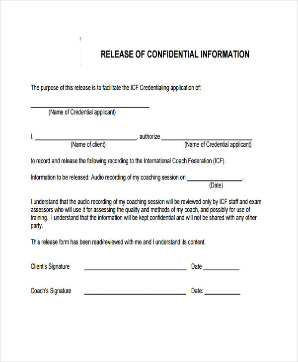 FREE 19 Sample General Release Of Information Forms In PDF Ms Word