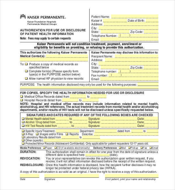 FREE 21 Sample Medical Records Release Forms In PDF Word Excel