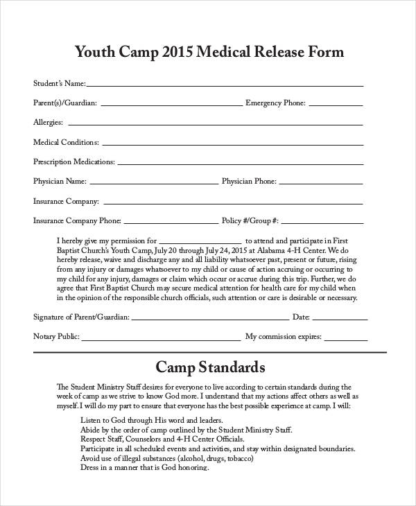 FREE 27 Sample Medical Release Forms In PDF Excel MS Word