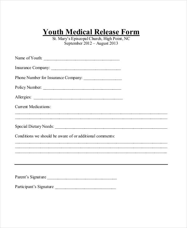 FREE 27 Sample Medical Release Forms In PDF Excel MS Word