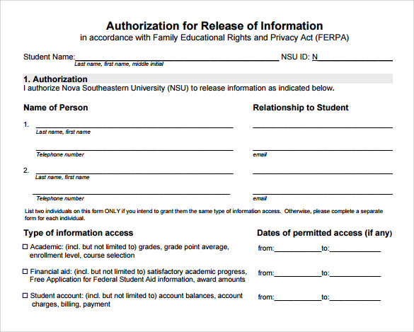 FREE 8 Sample Release Of Information Forms In PDF MS Word
