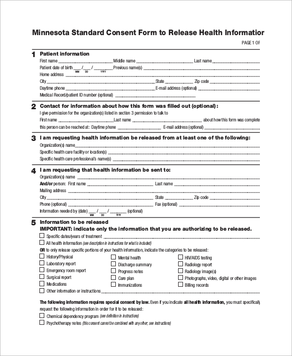 FREE 9 Sample Release Of Information Forms In MS Word PDF