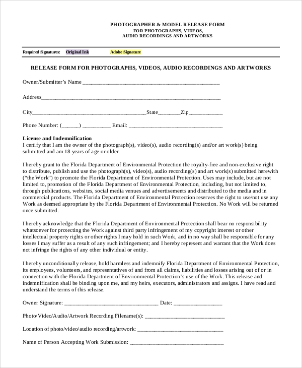 FREE 9 Sample Video Release Forms In PDF MS Word